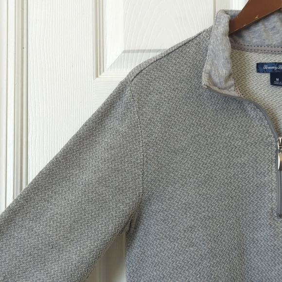 Tommy Bahama Lightweight Jacquard Knit Quarter Zip Pullover Sweater Gray Medium - Picture 3 of 10